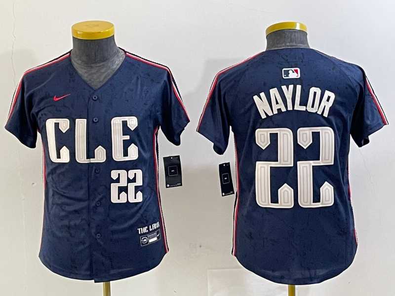 Youth Cleveland Guardians #22 Josh Naylor Number Navy 2024 City Connect Limited Stitched Jersey->mlb youth jerseys->MLB Jersey